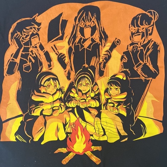 LAID-BACK CAMP SERIES Manga anime Campfire T-Shirt Adult Small 100% Cotton - Picture 2 of 6